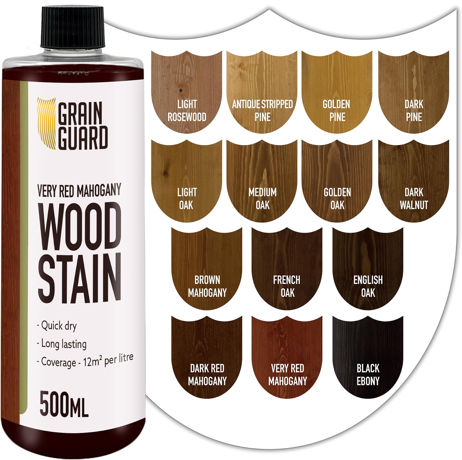 Very Red Mahogany Wood Stain 500ml – Water Based Wood Stain for Furniture, Doors & Cabinets – Interior Wood Dye, Low Odour, Eco Friendly, Non Toxic, Quick Dry, Easy Application