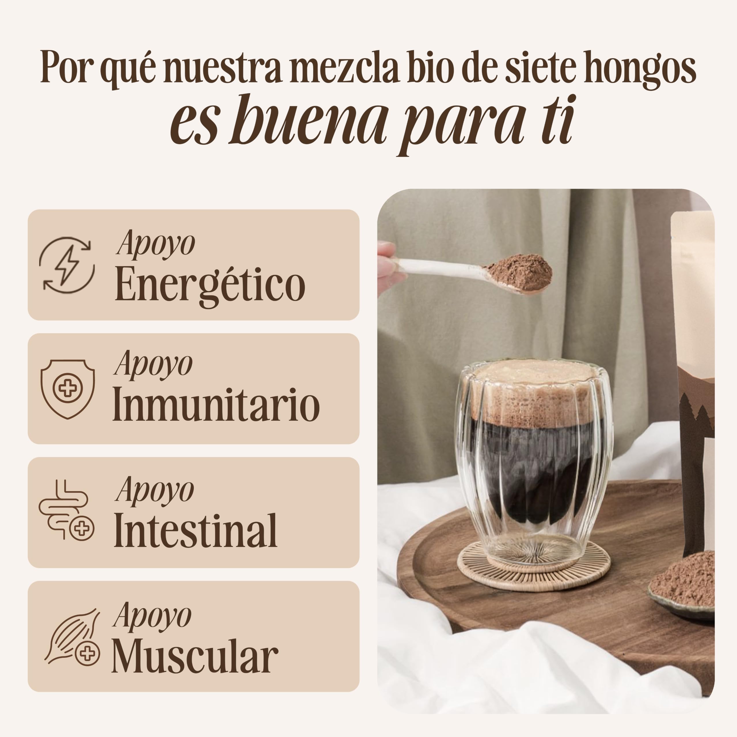 Sevenhills Wholefoods Mezcla de Siete Setas Orgánico En Polvo (Reishi, Chaga, Shiitake, Maitake, Melena De León, Cordyceps, Tremella) 500g