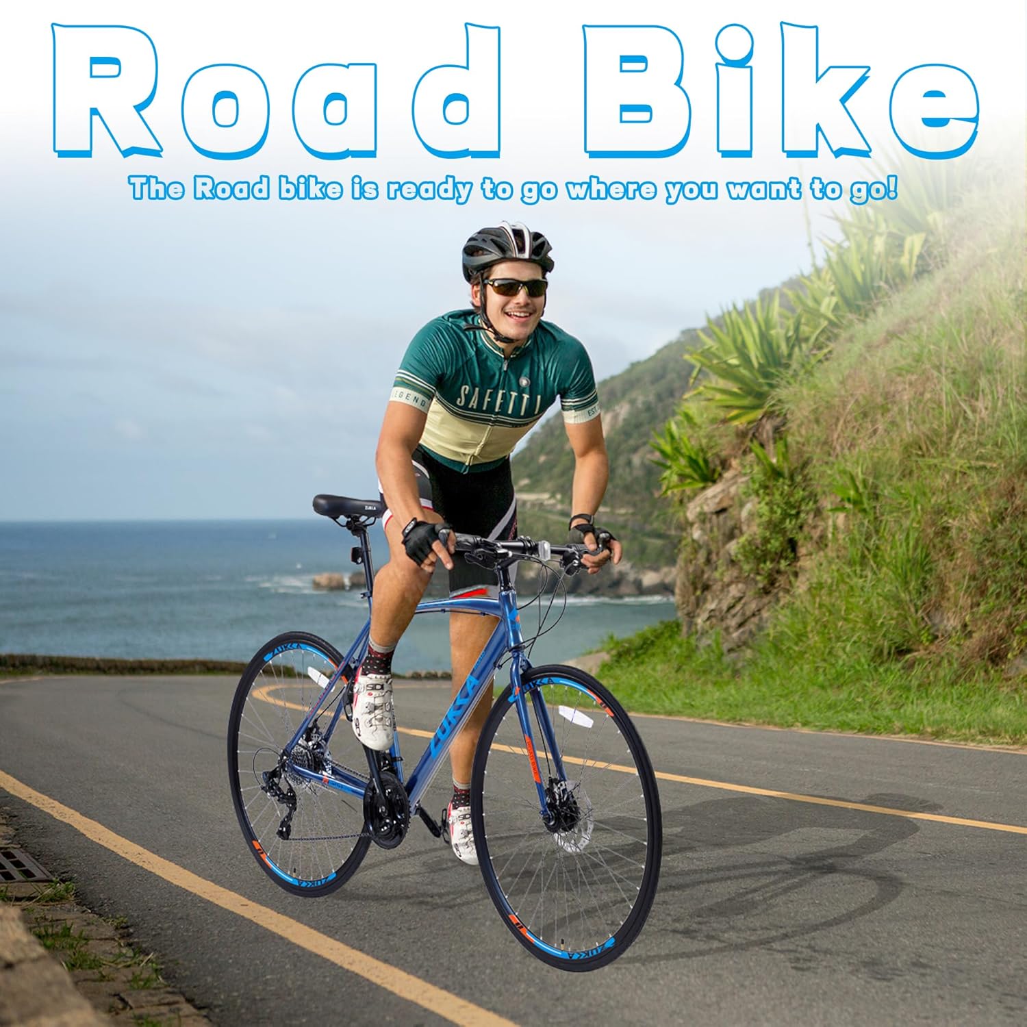 700C Road Bike，24 Speeds Hybrid Bike Disc Brake for Men Women's City Bicycle, Racing Bicycle，Lightweight Aluminium Alloy Frame Frame，4 Colors