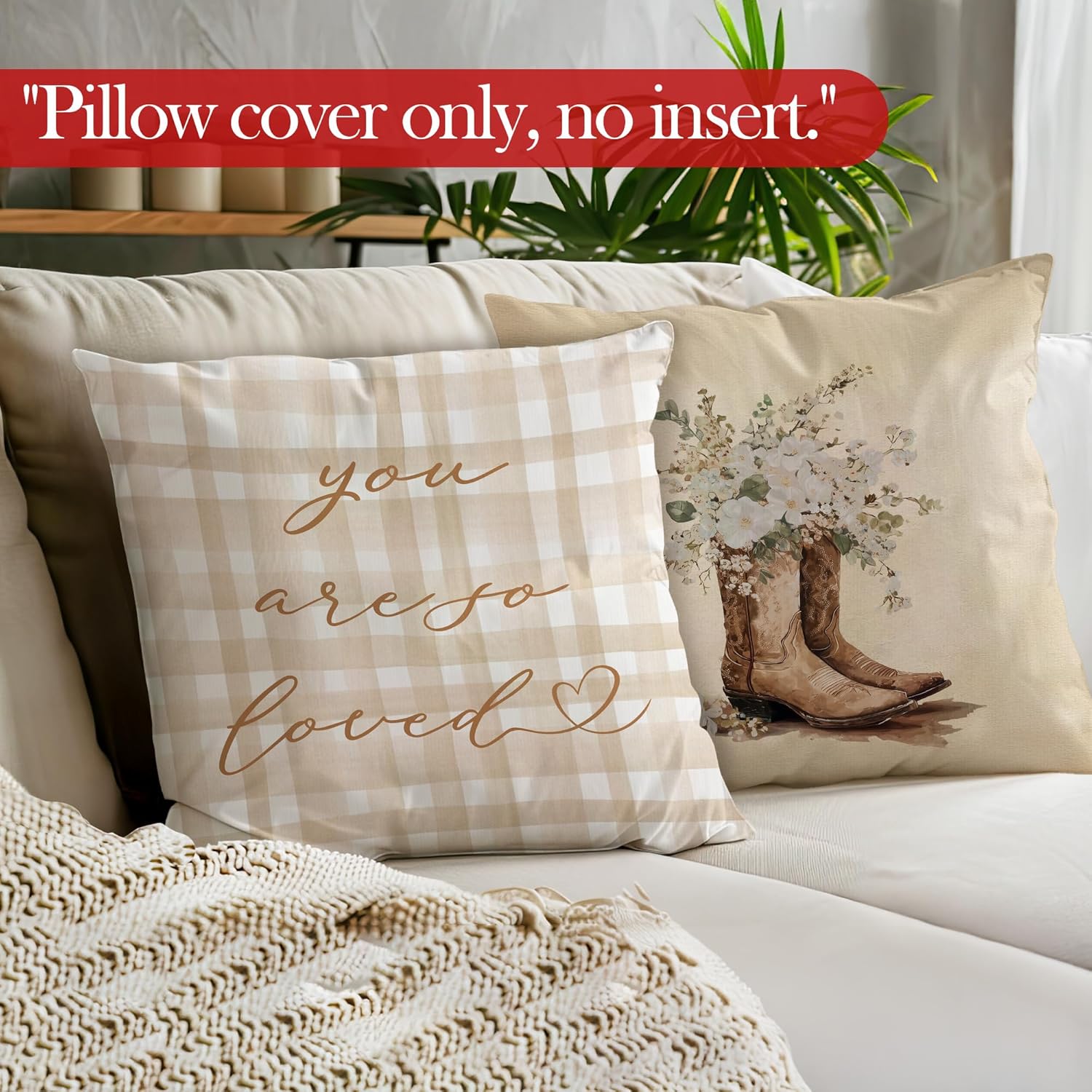 Vintage Western Cowgirl Throw Pillow Covers, Cowgirl Room Decor, You are So Loved Western Decorative Pillowcases Cushion Cases for Girl Nursery Bedroom Decor, 18x18 Pillow Covers Set of 2 - Image 2