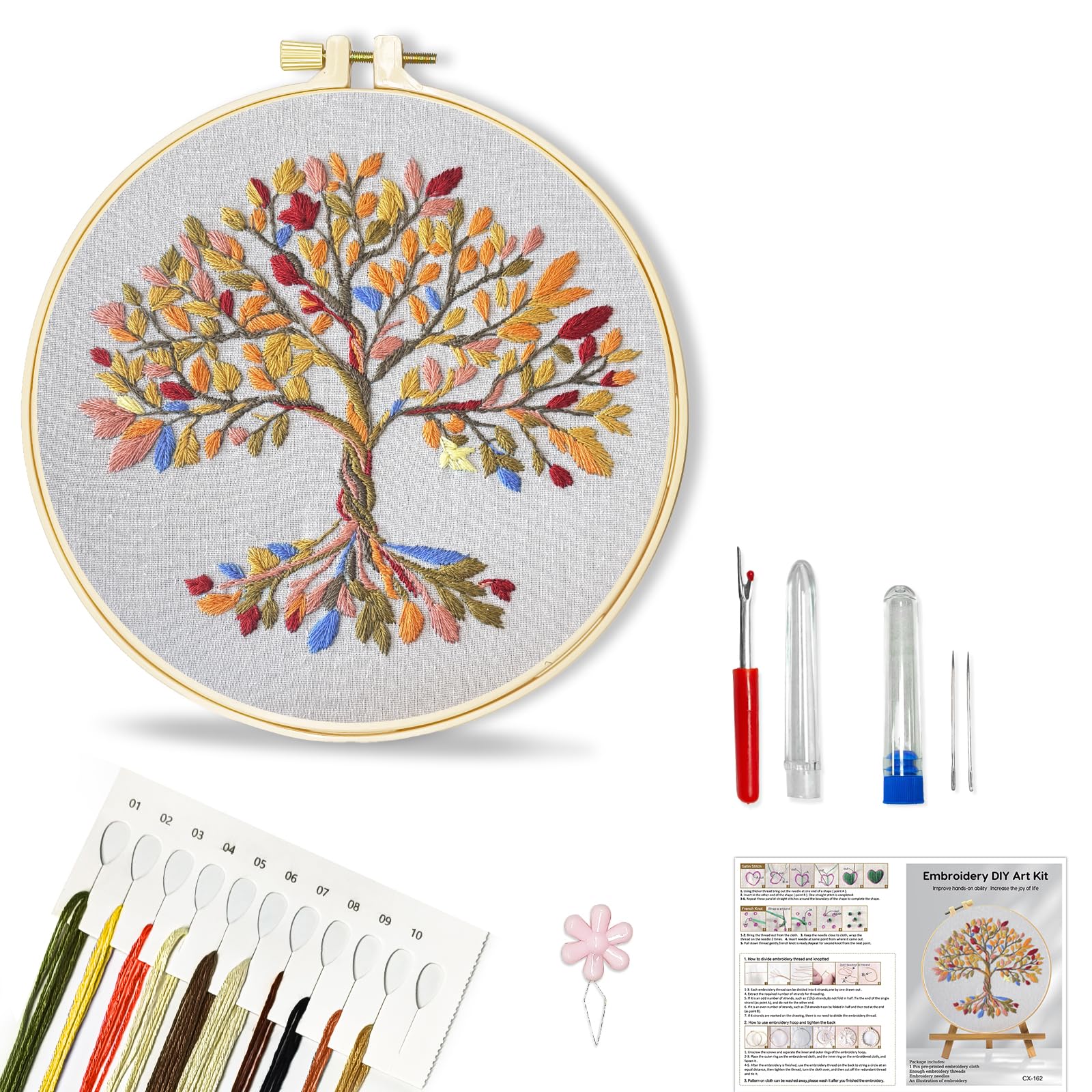 Amazon.com: Huacan Embroidery Kit for Beginners Colorful Tree of