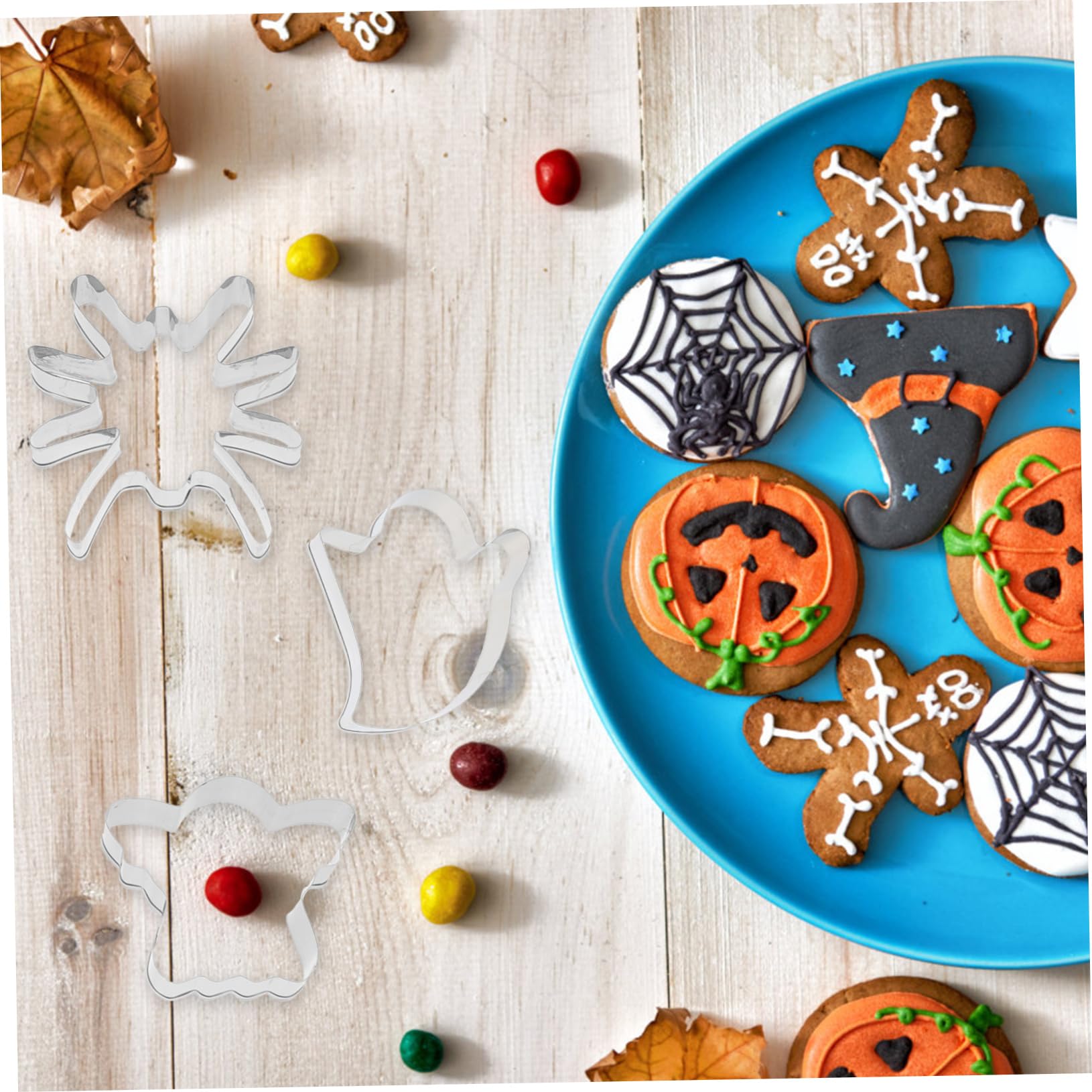 Ciieeo 3 Ensembles Moule De Cuisson Décoration Biscuit D'halloween Automne Emporte-pièce À La Citrouille Adorables Emporte-pièces Cookie Acier Inoxydable 430 Silver 12 Pièces * 3