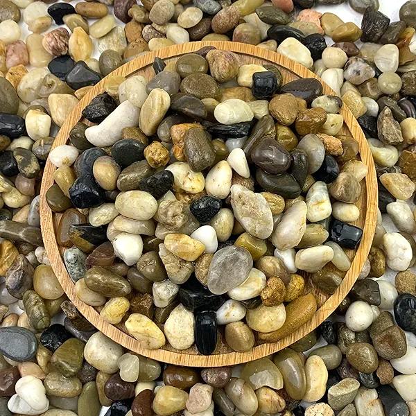 FANTIAN Aquarium Gravel, Pea Gravel for Fish Tank, Decorative Pebbles River Rocks for Plants Succulent Vase Indoor Water Fountains and Outdoor Landscaping（2 lbs, 2/5 inch）