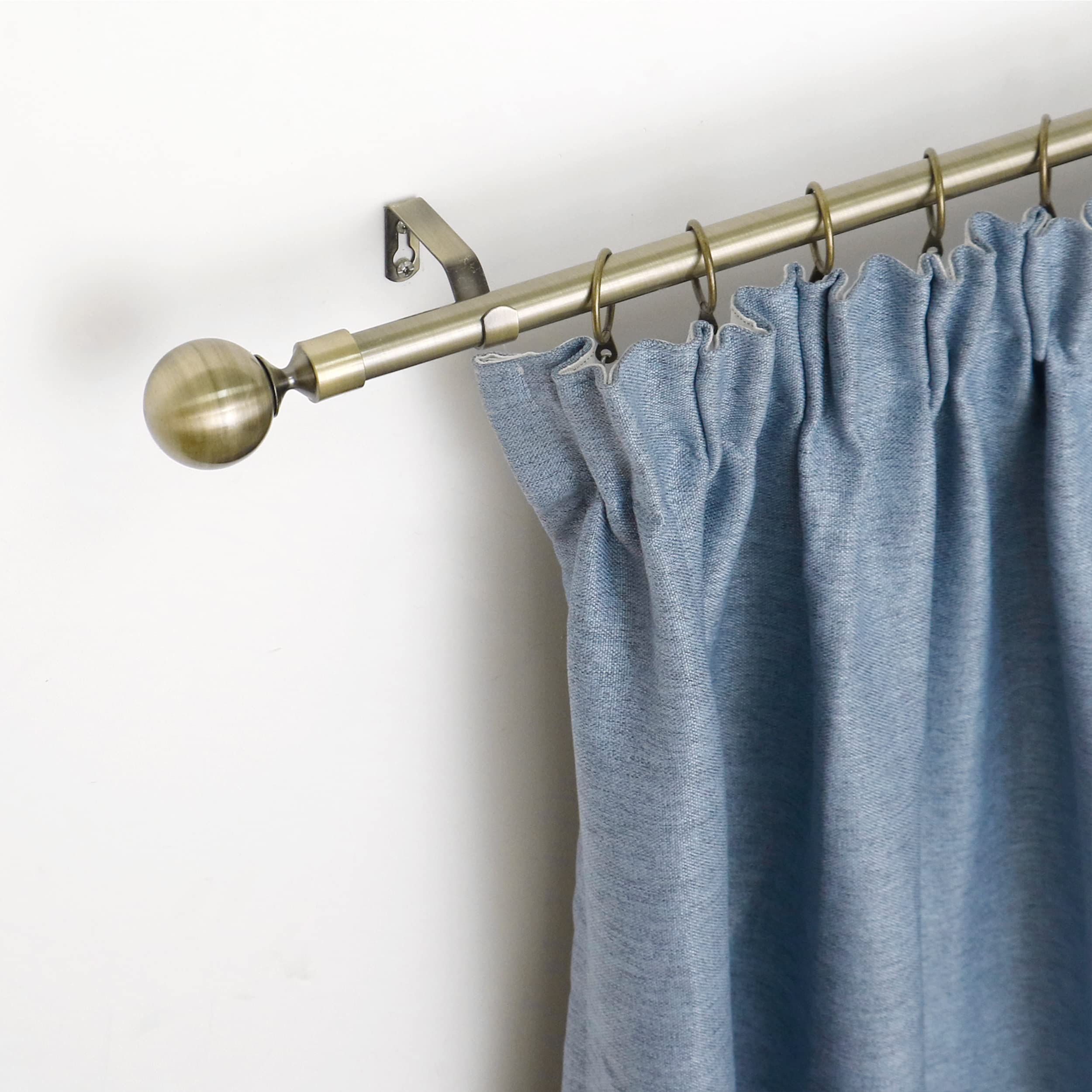 HOMEYA - Barra Cortina Extensible - Barra Forjado Extensible para Cortina - Palo Delgado con Sorportes 160-310cm, Bronce - Bola