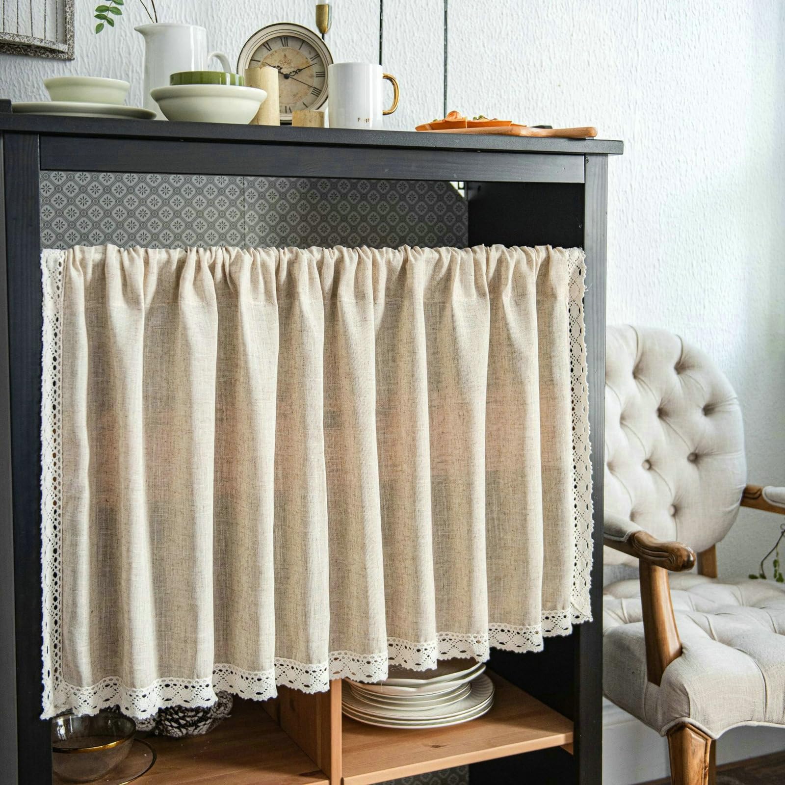 Rideau de porte intérieur coton lin Beydodo pour une cuisine de style bucolique