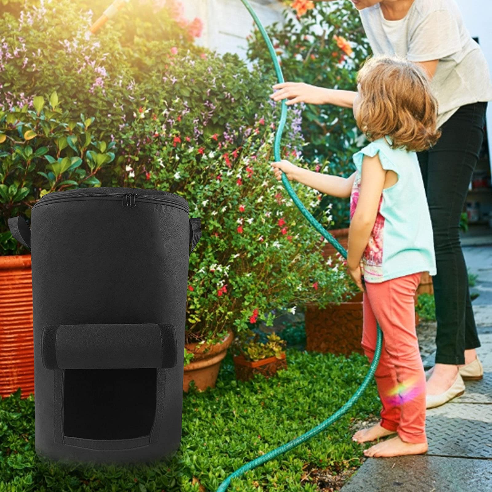 Sacco Da Compost Calayu In PE - Con Coperchio Per Rifiuti Organici Da Giardino - Foto 8