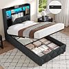 Brinlawb 3ft Ottoman Single Bed Frame with Charging Station & LED Lights, Single Bed Frame with Hydraulic Lift Mechanism, Upholstered Storage Headboard, Lift-Up Underbed Storage, Easy Operation, Grey