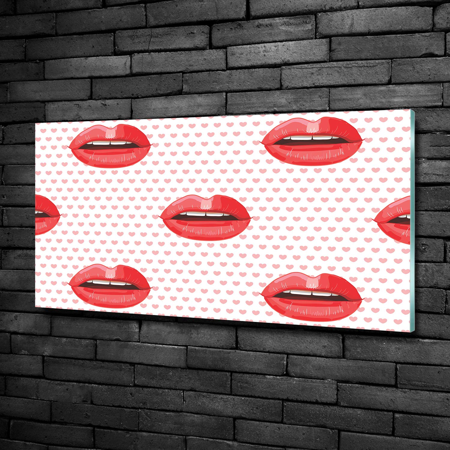 Tulup Impression sur verre100x50 cm Image Tableau Photo décorative panoramique pour la Cuisine et Le Salon - Divers - Lèvres Rouges - Rouge