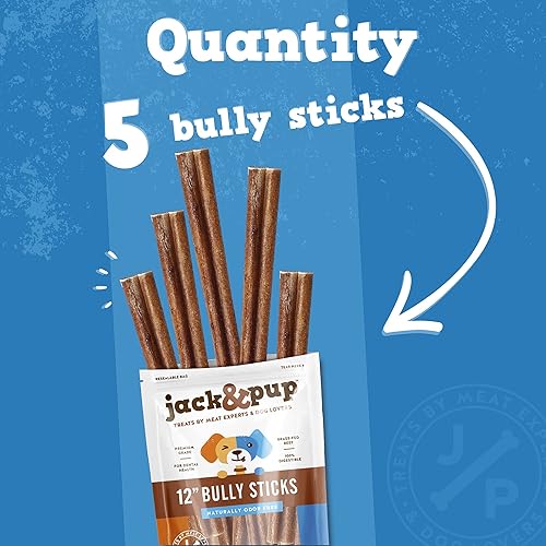 Miniatura 8 de Jack&Pup Bully Sticks de 12 pulgadas para perros grandes  Palitos gruesos sin olor para todos los perros  Todos los masticables naturales de larga
