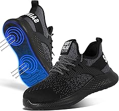 Kayiyasu Safety Shoes, 4E, Work Shoes, Men's, Steel Toe Core, Wide, Safety Shoes, Nail Prevention, Shock Absorbing, Anti-Slip Sole, Toe Protection, Lightweight, Breathable, Black, Sneakers, Women's