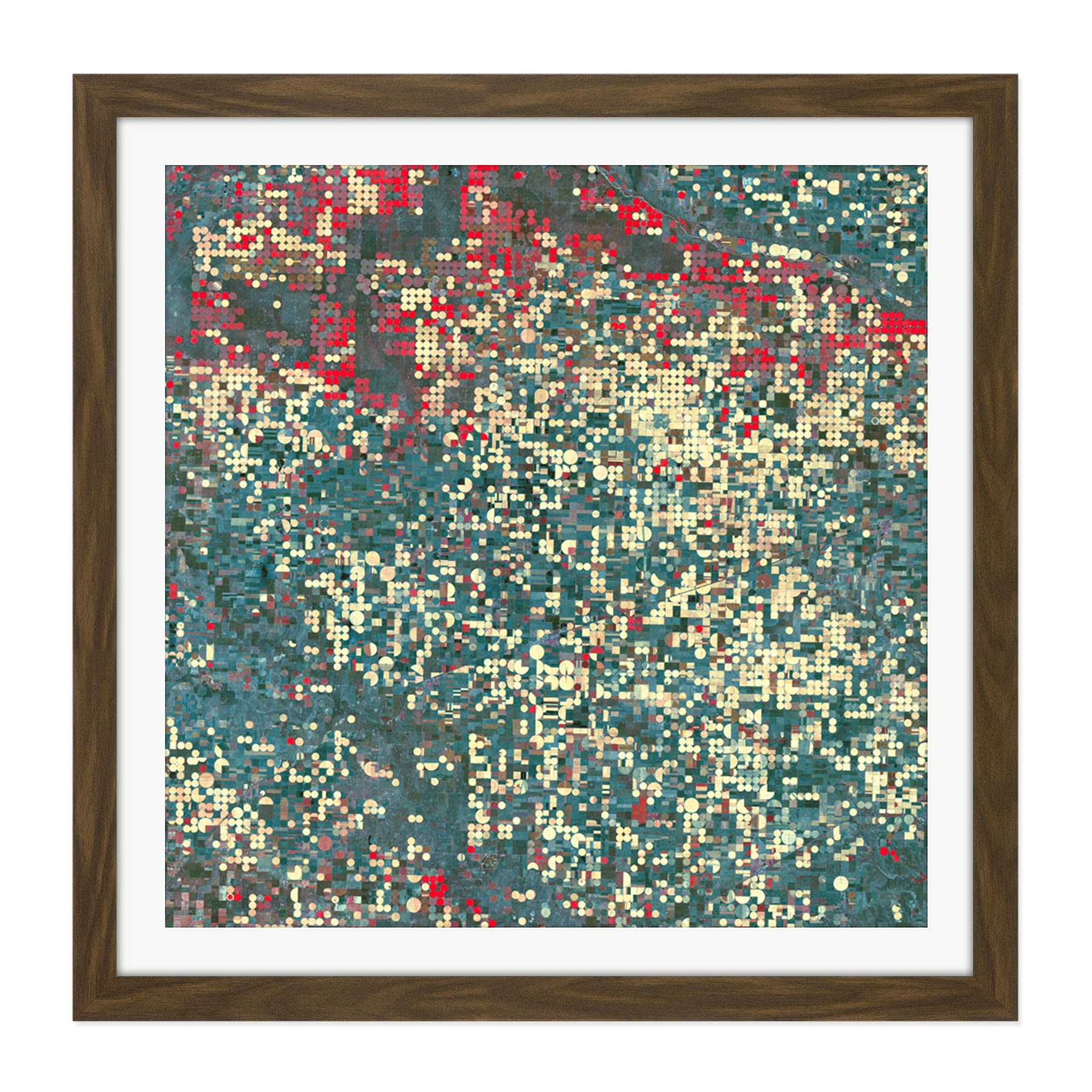 Abstract Little Squares Square Wooden Framed Wall Art Print Picture 16X16 Inch