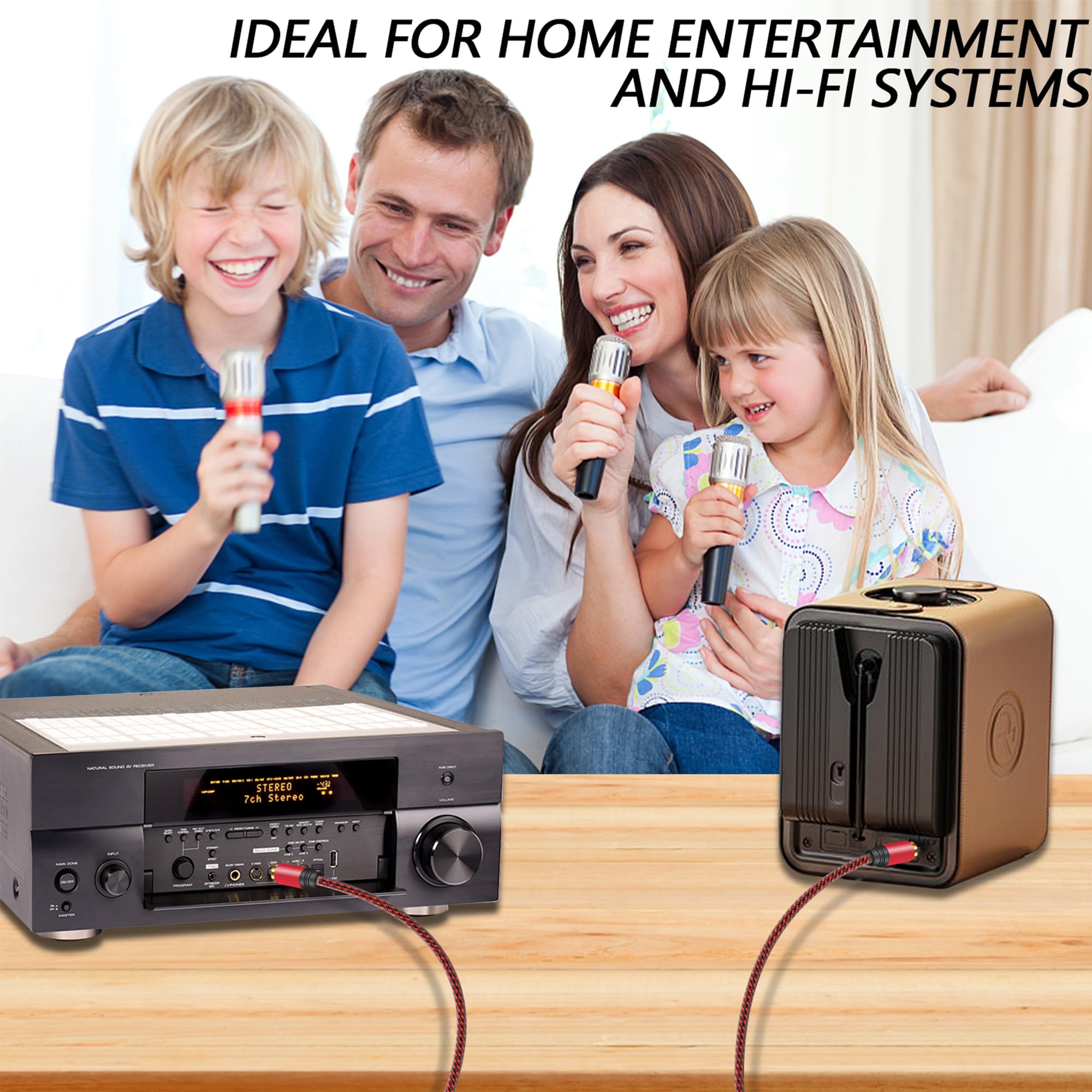 Digitales Koaxial-Audiokabel, 1 Cinch-Stecker auf 1 Cinch-Stecker, Subwoofer-Kabel, geflochtenes Nylon-Cinch-Videokabel für Subwoofer, Heimkino, HDTV, HiFi-Systeme (91 cm)