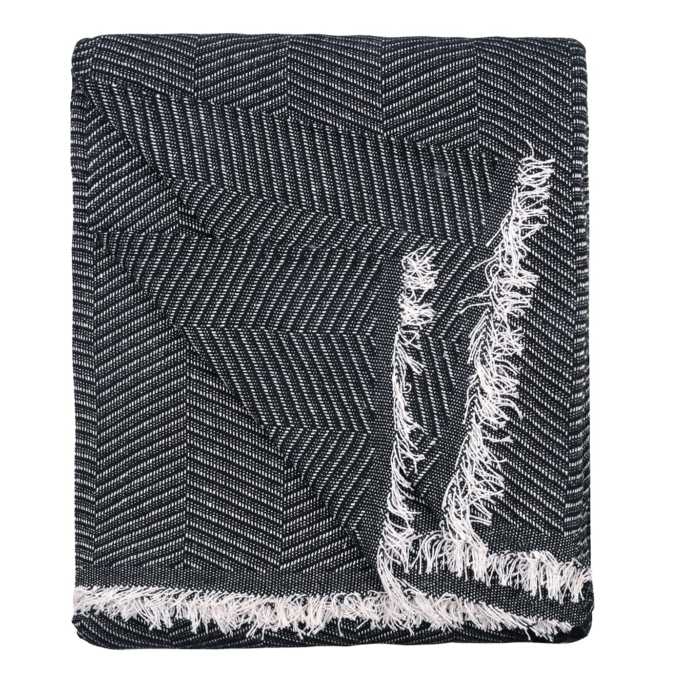 HOME MERCURY - Colcha Multiusos Sofa, Cubrecama, Jarapas, Manta Foulard, Plaid para Cama, Cubresofa, Cómoda Practica y Suave. Poliéster Algodón. (230X260CM, Espiga Negro)