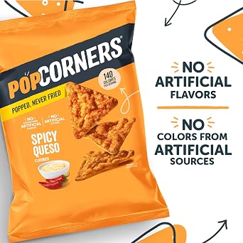 PopCorners Popped Corn Snack Chips, Spicy Queso, 5 Oz