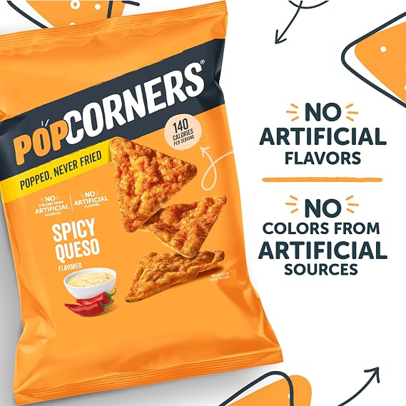 PopCorners Popped Corn Snack Chips, Spicy Queso, 5 Oz