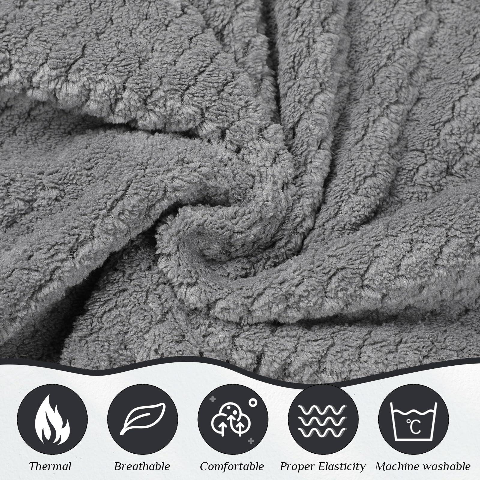SATINIOR 2 Pcs Towel Wrap for Women Lightweight Spa Robe with Adjustable Closure Elastic Top Soft Bathrobe Spa Wrap (Gray) - Image 3