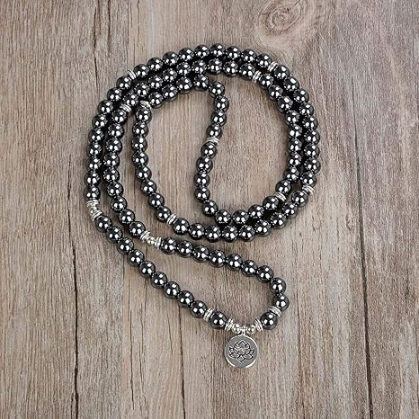 Collana Mala Con Semi Di Loto E Agata Blu - 108 Perle, Bracciale Regolabile, Regalo Yoga - Foto 6