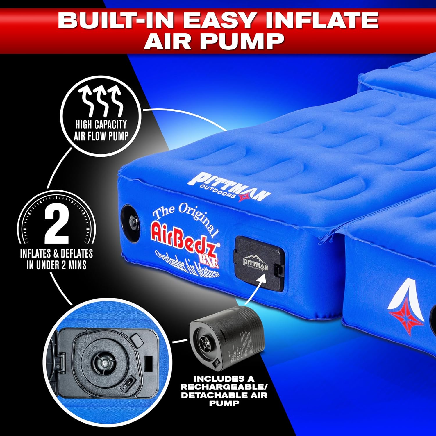 Pittman - Ford Bronco Air Mattress with Built in Pump - SUV Air Mattress Camping Bed - Custom Fit Ultimate Bronco Accessories - Inflatable Bed Designed for Bronco Camping