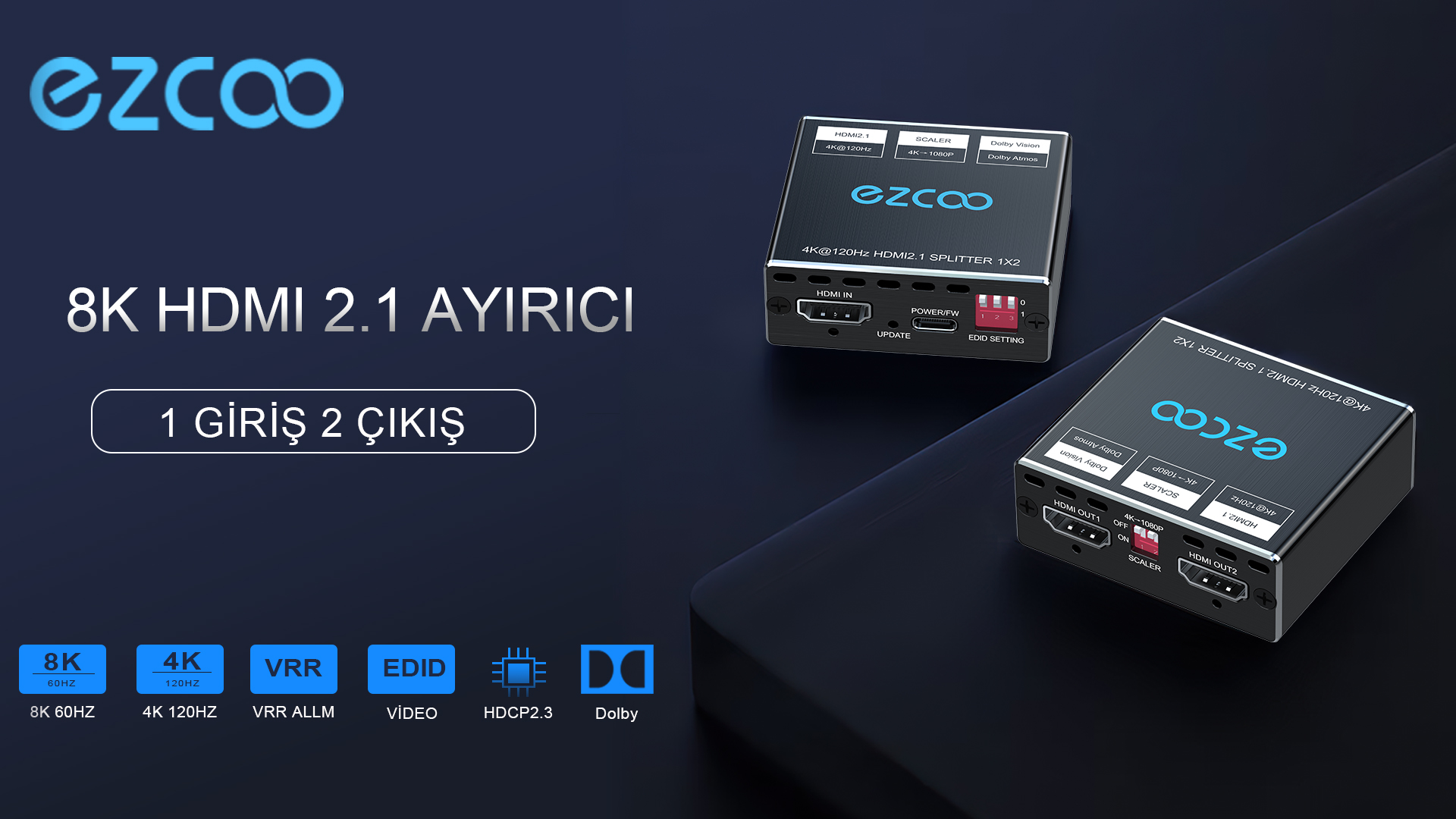 その他 1x2 HDMI2.1 Splitter 4K 120Hz HDMI 2.1 Splitter 8K 60Hz 1 in2 out VRR ALLM HDCP2.3