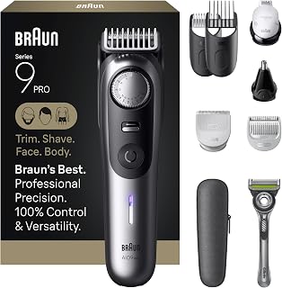 Braun Series 9 PRO All-in-One Trimmer AIO 9550: Beard, Body, Hair Groomer with Gillette Labs Razor & AutoSense Tech