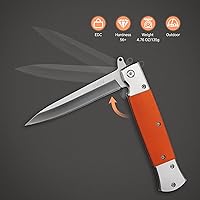 Vista 3 de GVDV - Cuchillo plegable de bolsillo con mango G10, cuchillo EDC de acero inoxidable 7Cr17 con cierre de seguridad de forro, cuchillo de camping