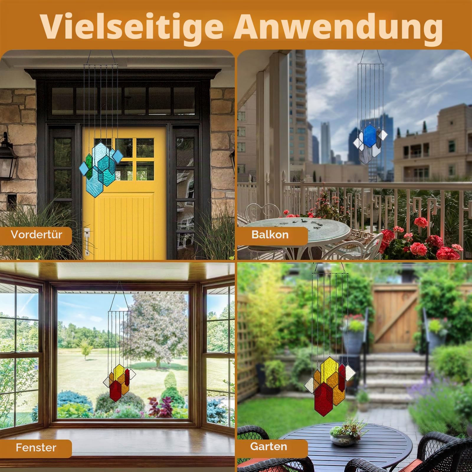 Glasmalerei, Fensterdekoration, Sonnenfänger aus Glasmalerei für Fenster, modernes Design Heimdekoration, Geschenke für Paare (Blau-Grün)