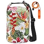 HEETA Waterproof Dry Bag for Women Men (Upgraded Version), Roll Top Lightweight Dry Storage Bag Backpack with Emergency Whistle for Travel, Swimming, Boating, Kayaking, Camping, Beach (Flower, 30L)