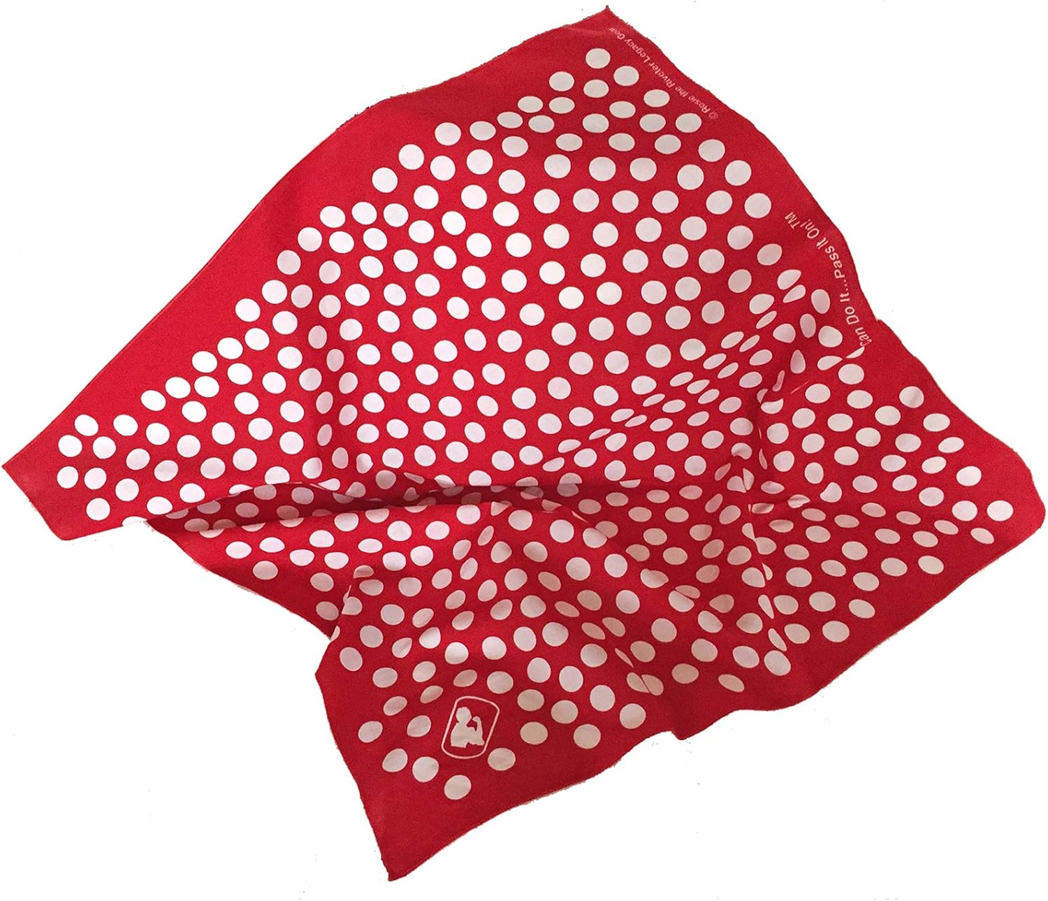 2 Item Set Rosie the Riveter Bandana with Hand-Painted Rosie Bobbie Pins, 27 inch square headscarf, WW2 Style Red and White Polkadots - Image 2