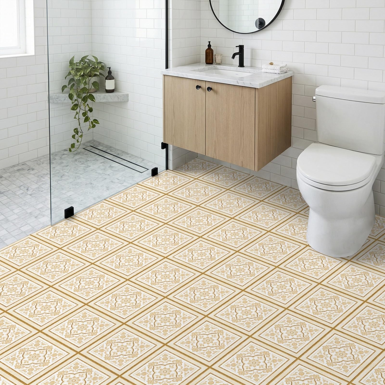 Naklejki na płytki eleganckie żółte kwiatowe naklejki na płytki kuchenne wodoodporne naklejki winylowe samoprzylepne łazienka backsplash dekoracyjne pokrowce 30 x 30 cm/10 szt