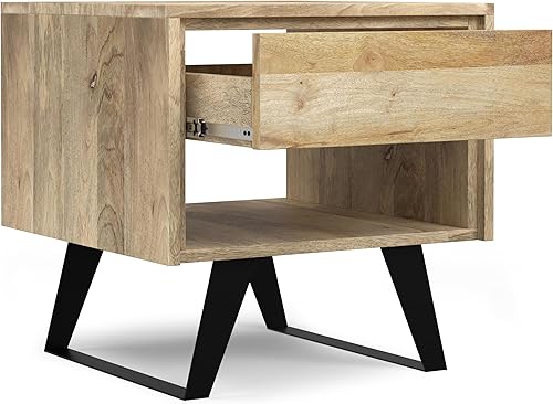 Miniatura 92 de SIMPLIHOME Lowry - Mesa auxiliar cuadrada de madera de acacia maciza y metal, de 22 pulgadas de ancho, moderna, industrial en marrón envejecido café