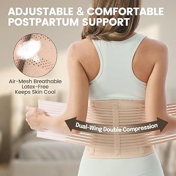 Trendyline Postpartum Belly Wrap for Women: Abdominal Binder Post Surgery Compression Support Belt - Waist Trainer Girdle C Section Recovery Band