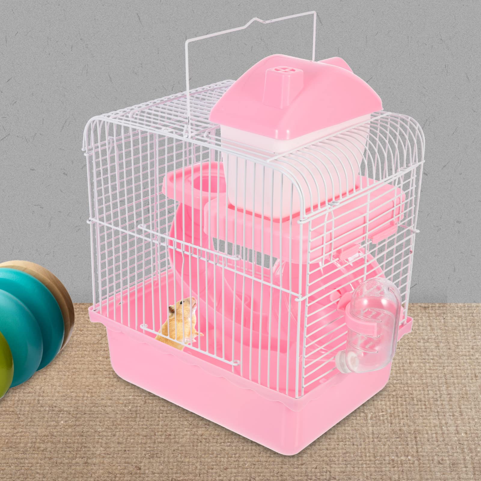 UPKOCH Casetta Rifugio per Criceti e Ratti, Piccolo Nascondiglio Rosa | Design a Doppio Strato, Abs e Ferro, per Ratto e Hamster, Uso Decorativo Domestico Tutto L'anno
