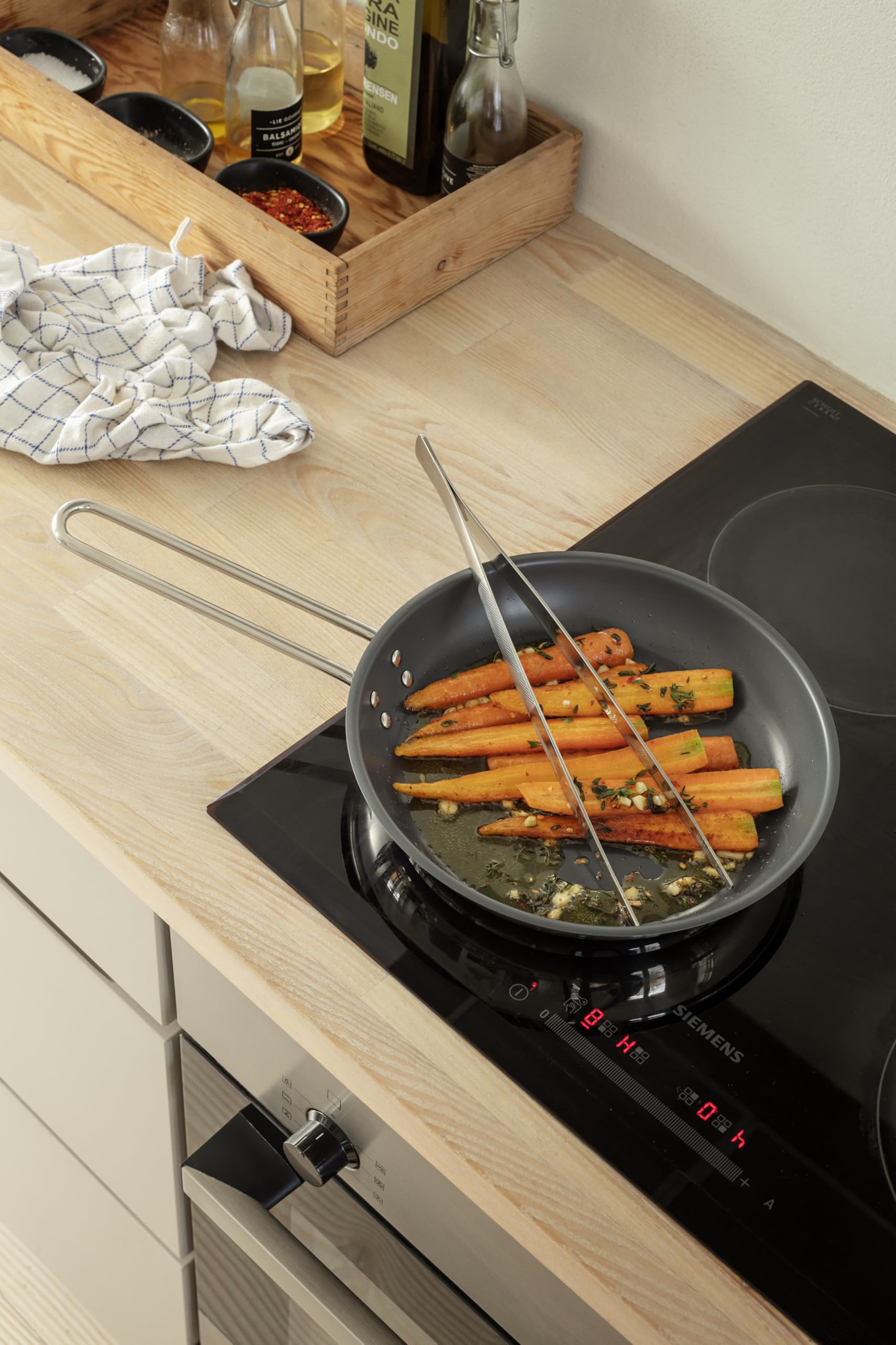 Pinzas de cocina Eva Trio | Ideal para preparar pequeños ingredientes de forma segura y precisa | acero cepillado