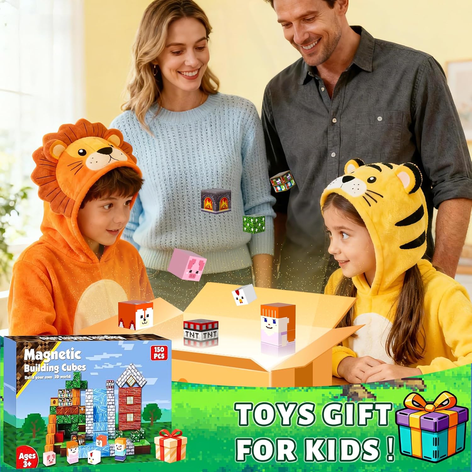 Magnetic Blocks 150PCS, Magnetic Building Blocks, Magnetic Tiles Kids Build Cubes 2026 Upgraded STEM Game Toys, Children's Day Birthday Gifts for Boys & Girls Ages 3+