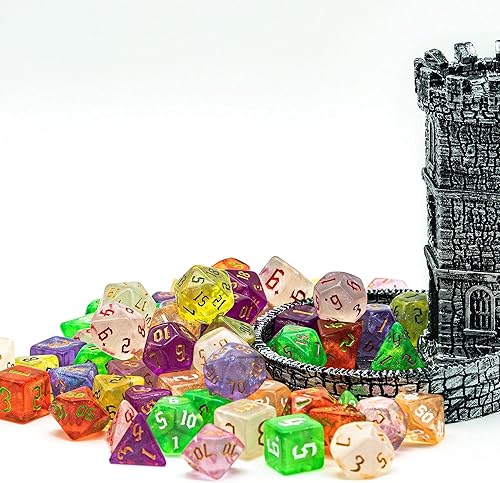 Miniatura 8 de Poludie Dados DND que brillan en la oscuridad, juego de 7 dados poliédricos luminosos con bolsa de dados de cuero, dados D&D brillantes para