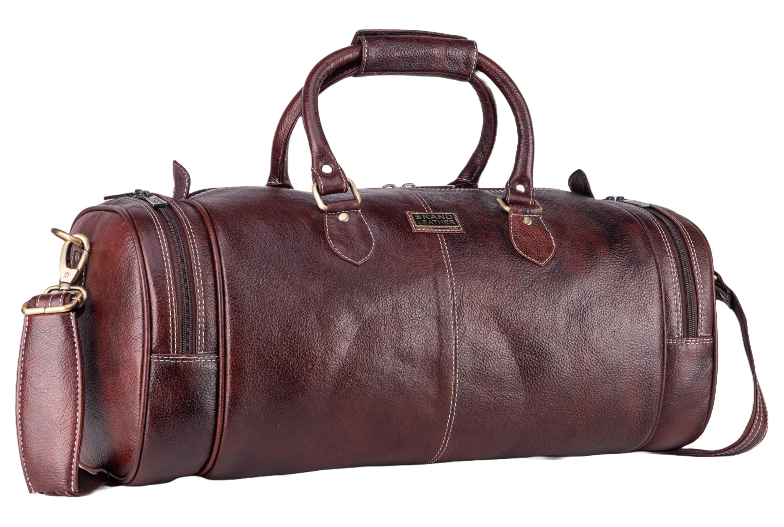 55 L Genuine Leather Weekender Travel Duffle Luggage Bag with Detachable Shoulder Strap for Men & Women (Brown 2)-image-30