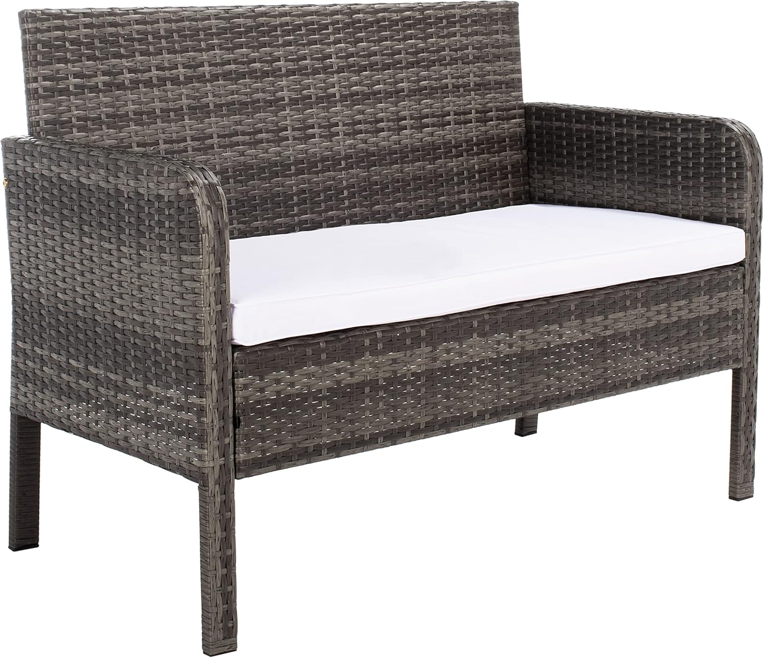 SAFAVIEH Outdoor Collection Aboka Grey Brown/White Cushion 4-Piece Conversation Patio Set PAT7505C