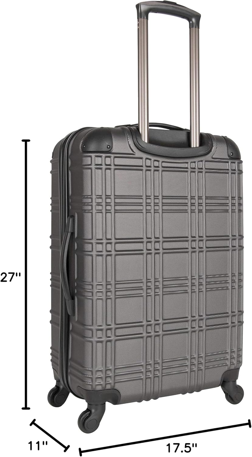 Ben Sherman Nottingham Lightweight Hardside 4-Wheel Spinner Travel Luggage, Charcoal, 24-Inch Checked