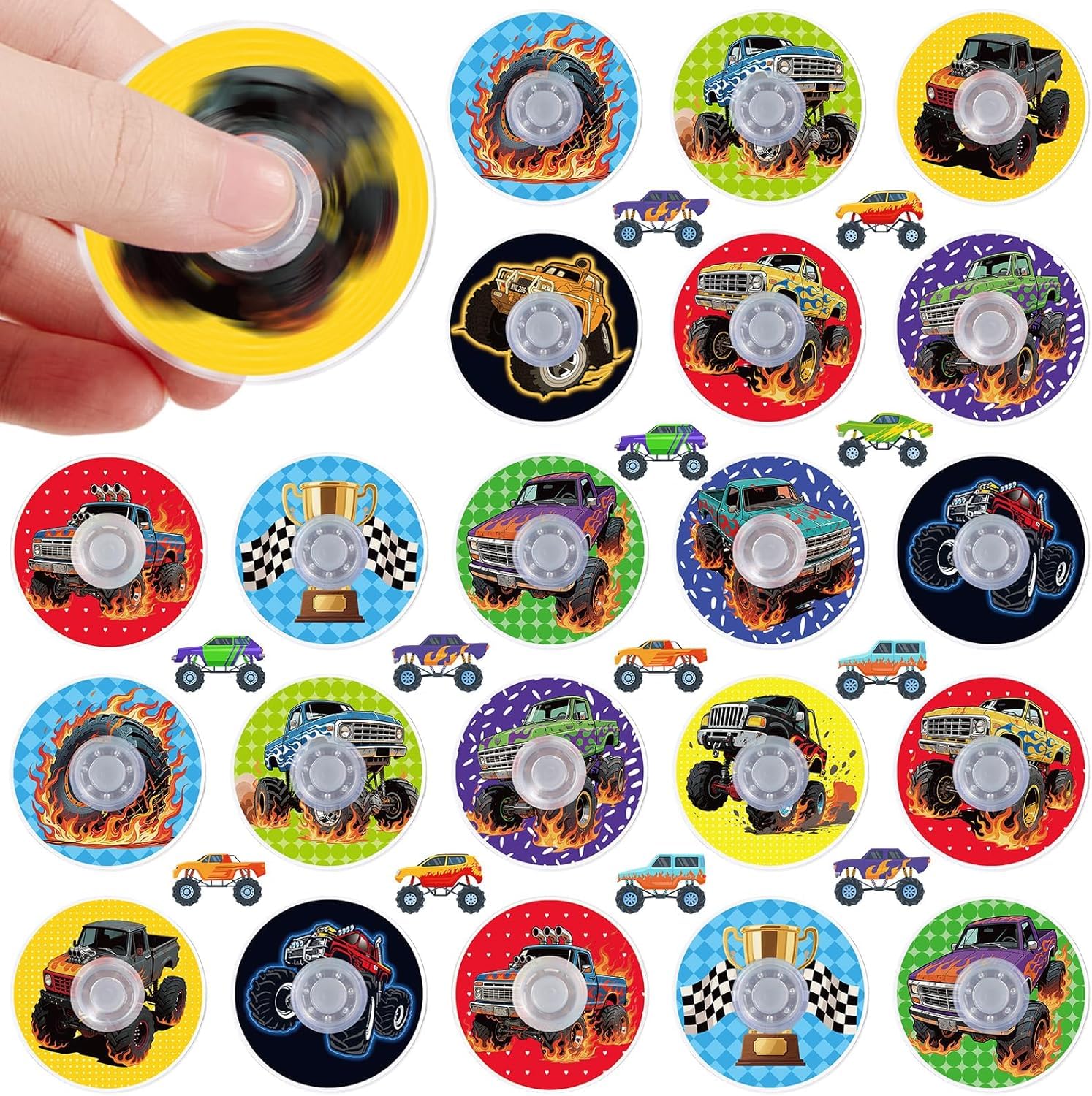 SCIONE 24 Pack Monster Truck Party Bag Fillers for Kids,Mini Pass the Parcel Prizes