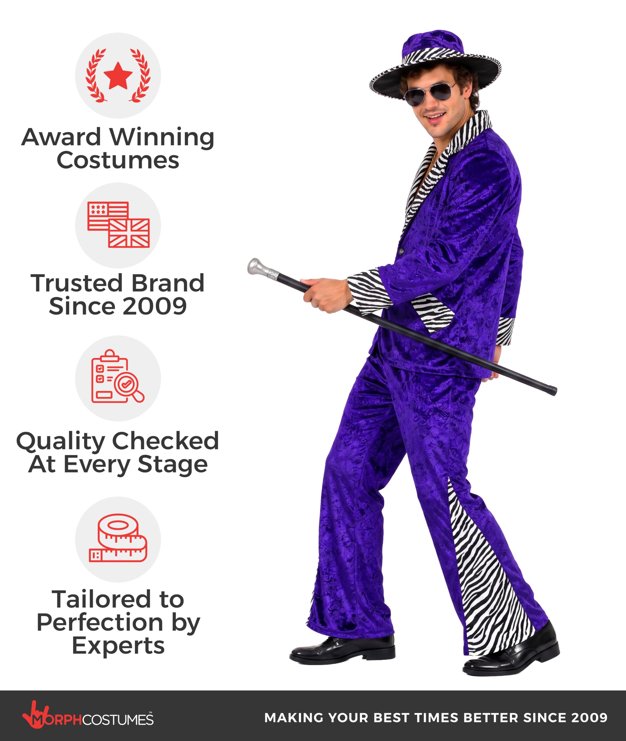 Morph Deguisement Disco Homme, Costume Annees 80 Halloween Homme