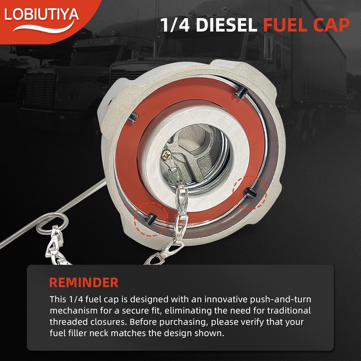2 Pack 3" Female 1/4 Turn Fuel Tank Cap, Compatible with Freightliner Century 112, Cascadia 125, Columbia 112 120, Aluminum Truck Gas Cap, Replace 03-37017-000 03-37017-002 600149 572.1018