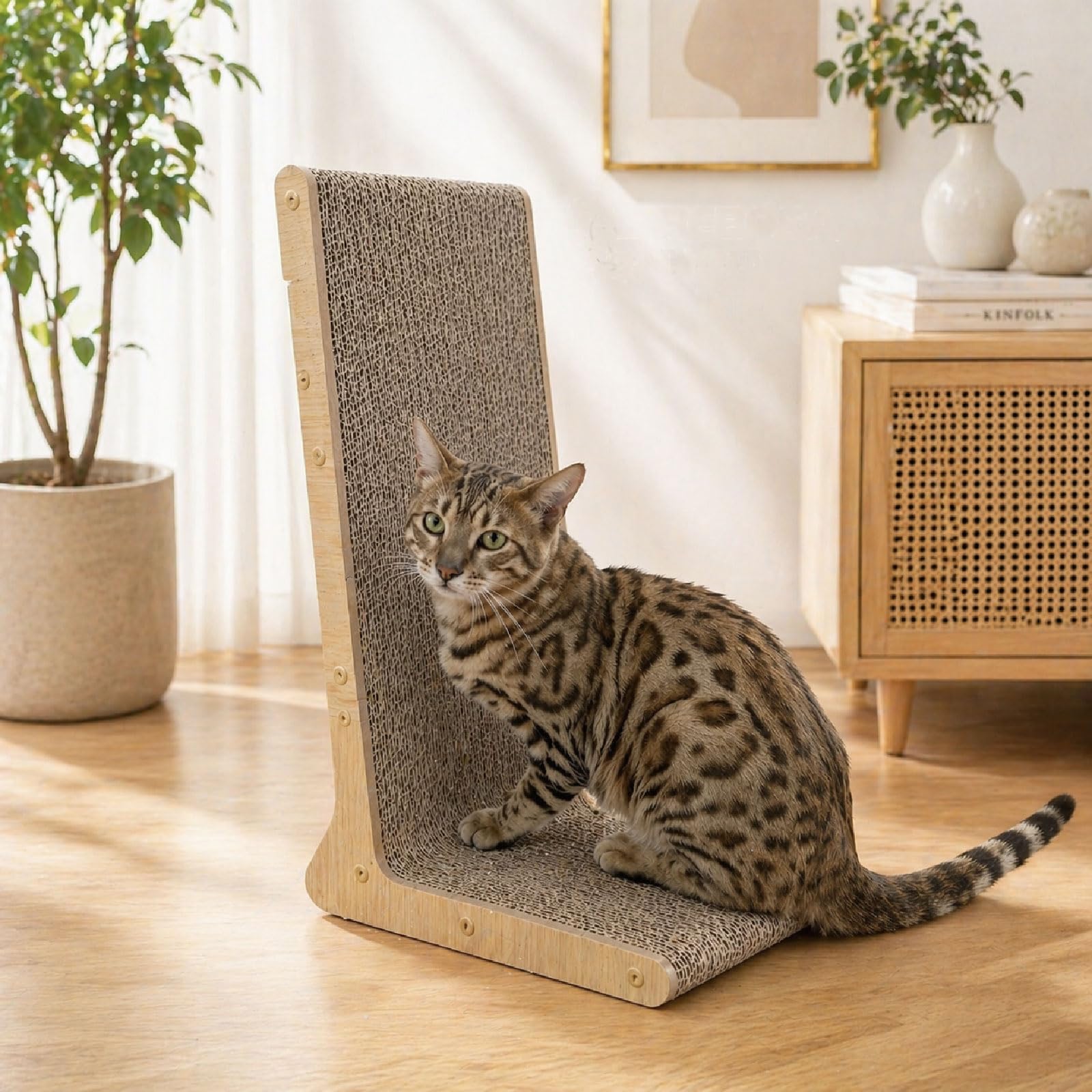 Arranhador de gato 105° para gatos em ambientes internos, tábua arranhadora em forma de