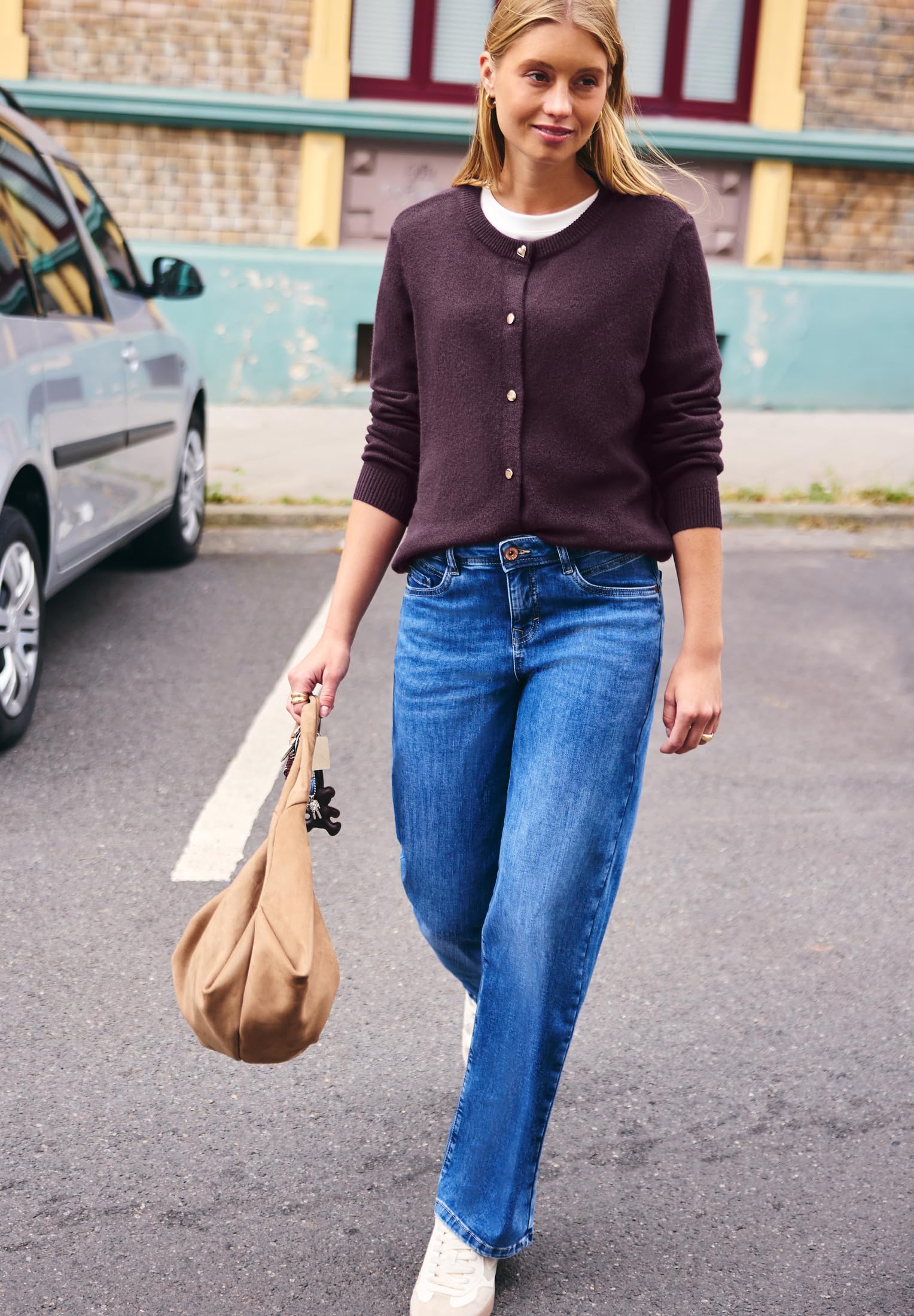 Street One Studio Damen Cardigan mit Rundhals und Knöpfen