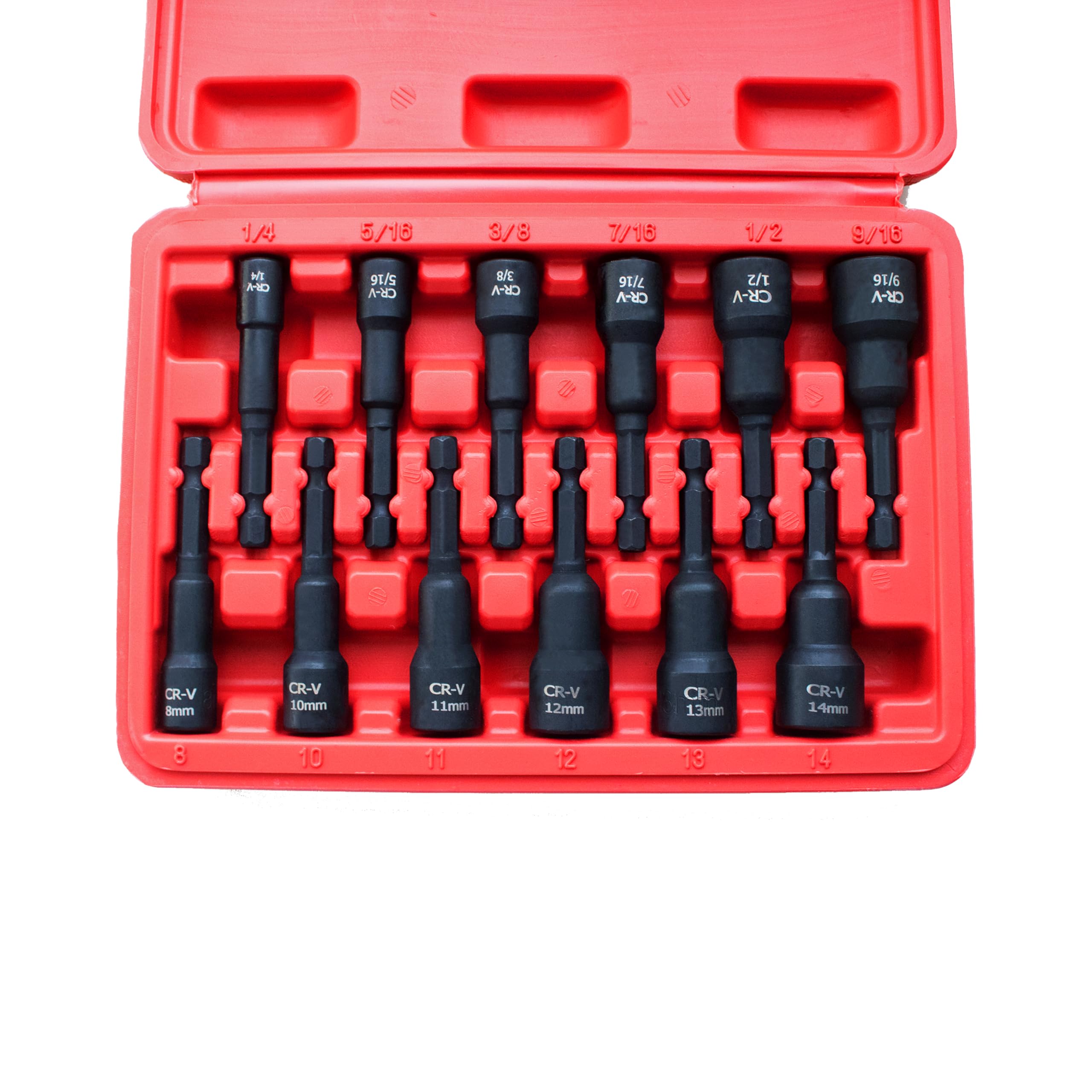 PANOVOS 12Pcs Magnetic Nut Driver Set,Impact Power Hex Nut Driver Drill Bit Master Kit, SAE & Metric, 1/4-Inch Quick-Change| Cr-V Steel