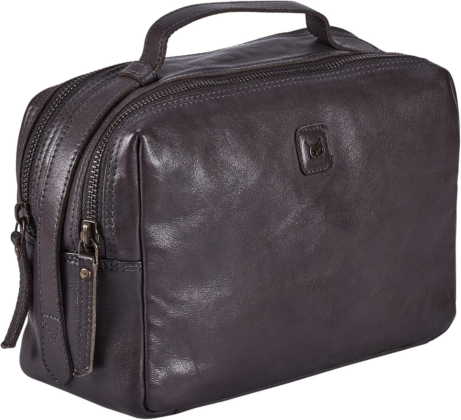 Real Leather Toiletry Bag Dopp Kit for Men Women Travel Shaving Pouch Organiser Double Compartment Cosmetic