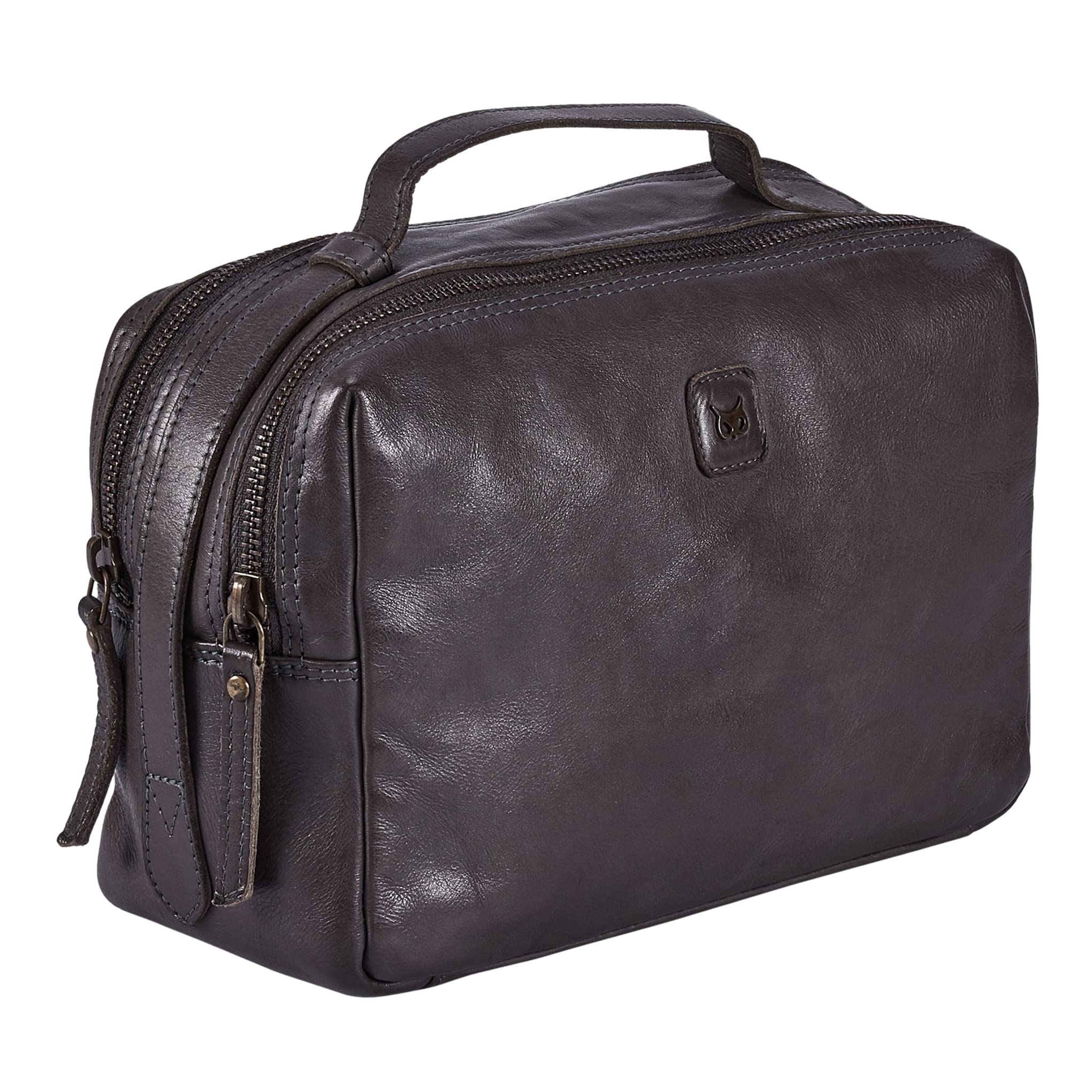 Real Leather Toiletry Bag Dopp Kit for Men Women Travel Shaving Pouch Organiser Double Compartment Cosmetic