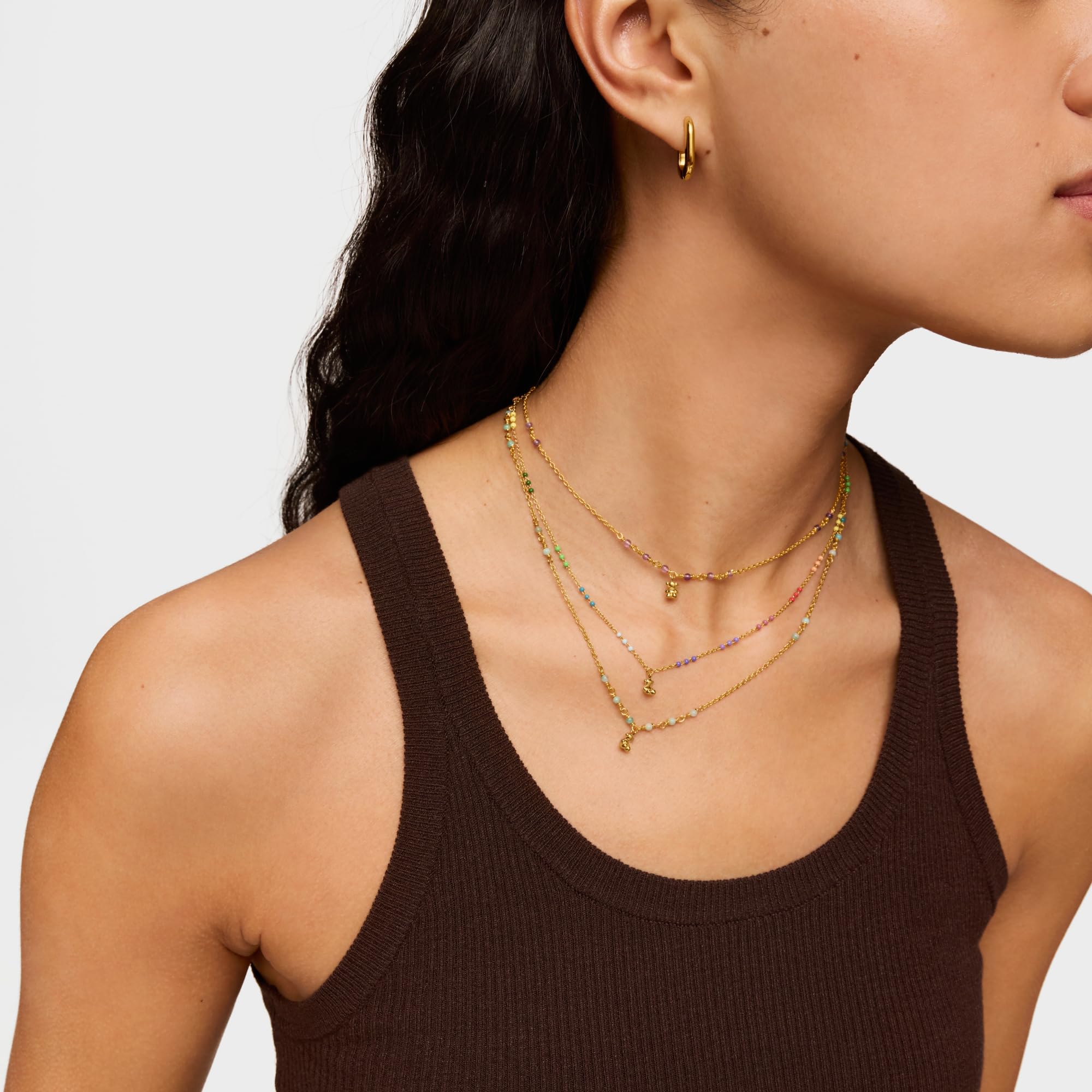 TOUS Collar para Mujer con Baño de Oro 18 Kt sobre Plata de Primera Ley y Esmalte, Colección Bold Bear