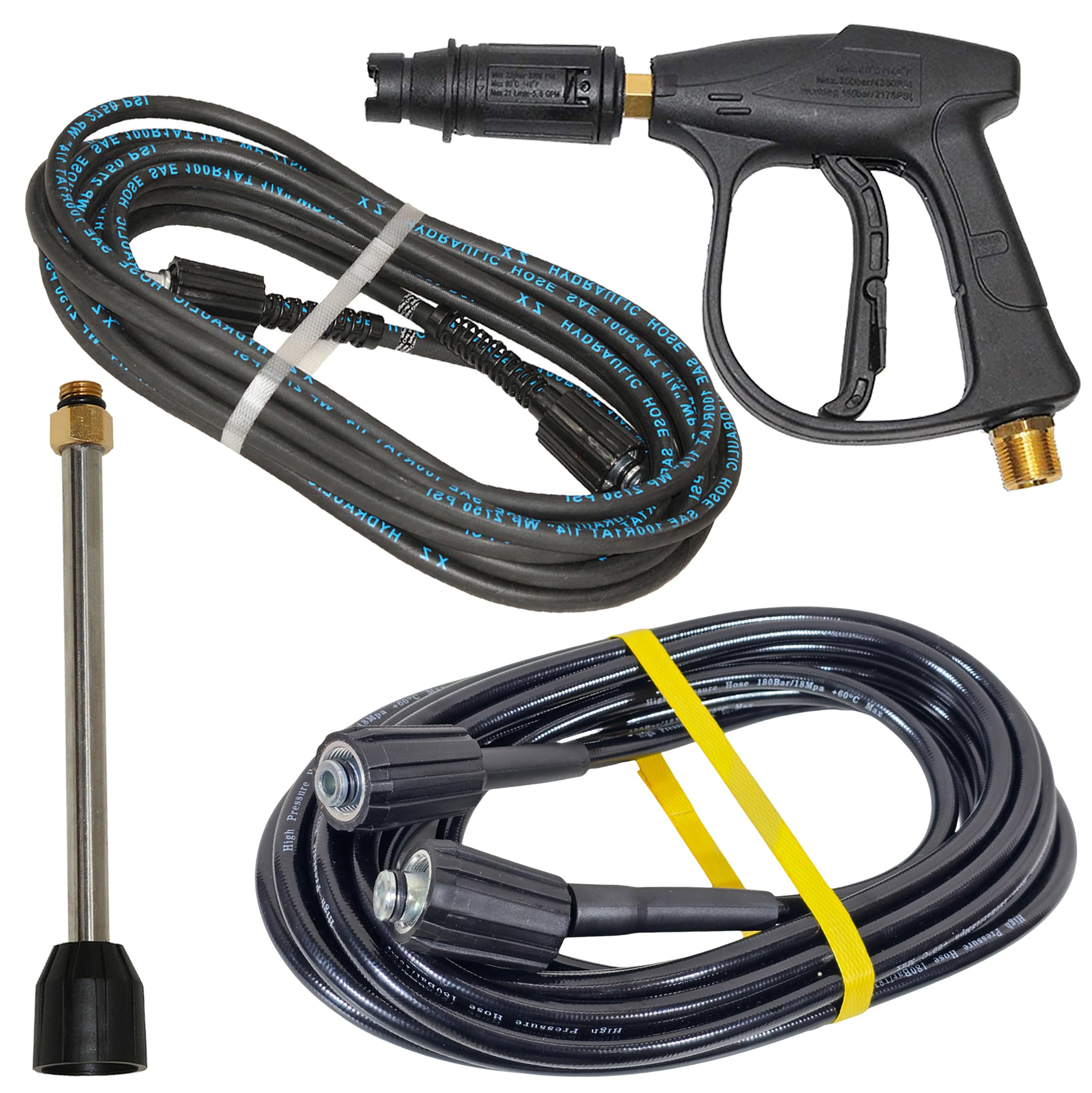 Digital Craft High Pressure Washer Gun M22*1.5mm with 19cm Extension Lance & 8MTR Hydraulic Pressure Washer Pipe – Water Gun for Car Cleaning & Outdoor Washing-image-47