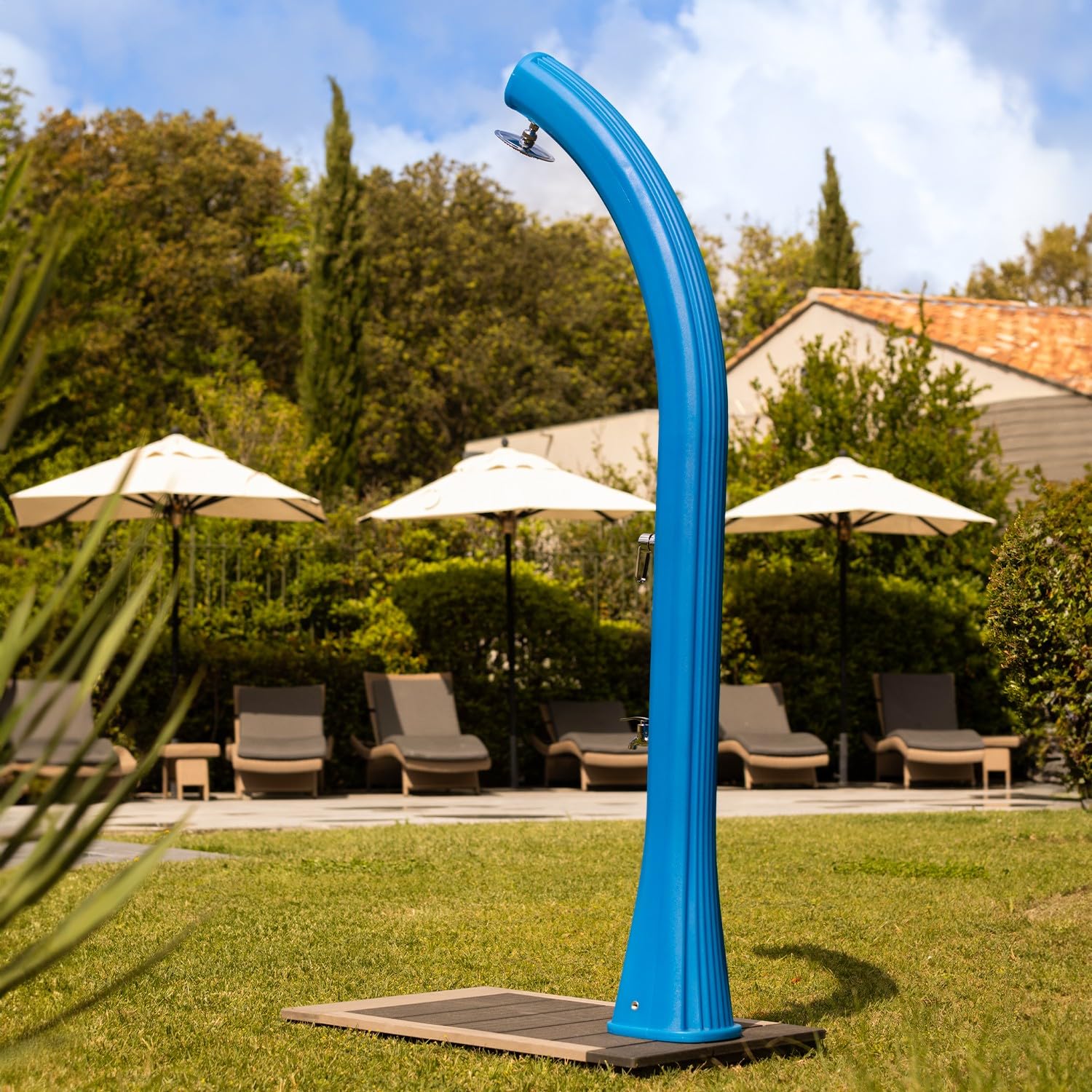 Formidra - Pack Douche Solaire Happy 4x4 44L avec Housse - Bleu - Douche extérieure Piscine et Jardin - DS-H422BLCOV - 26 x 29 x 229cm