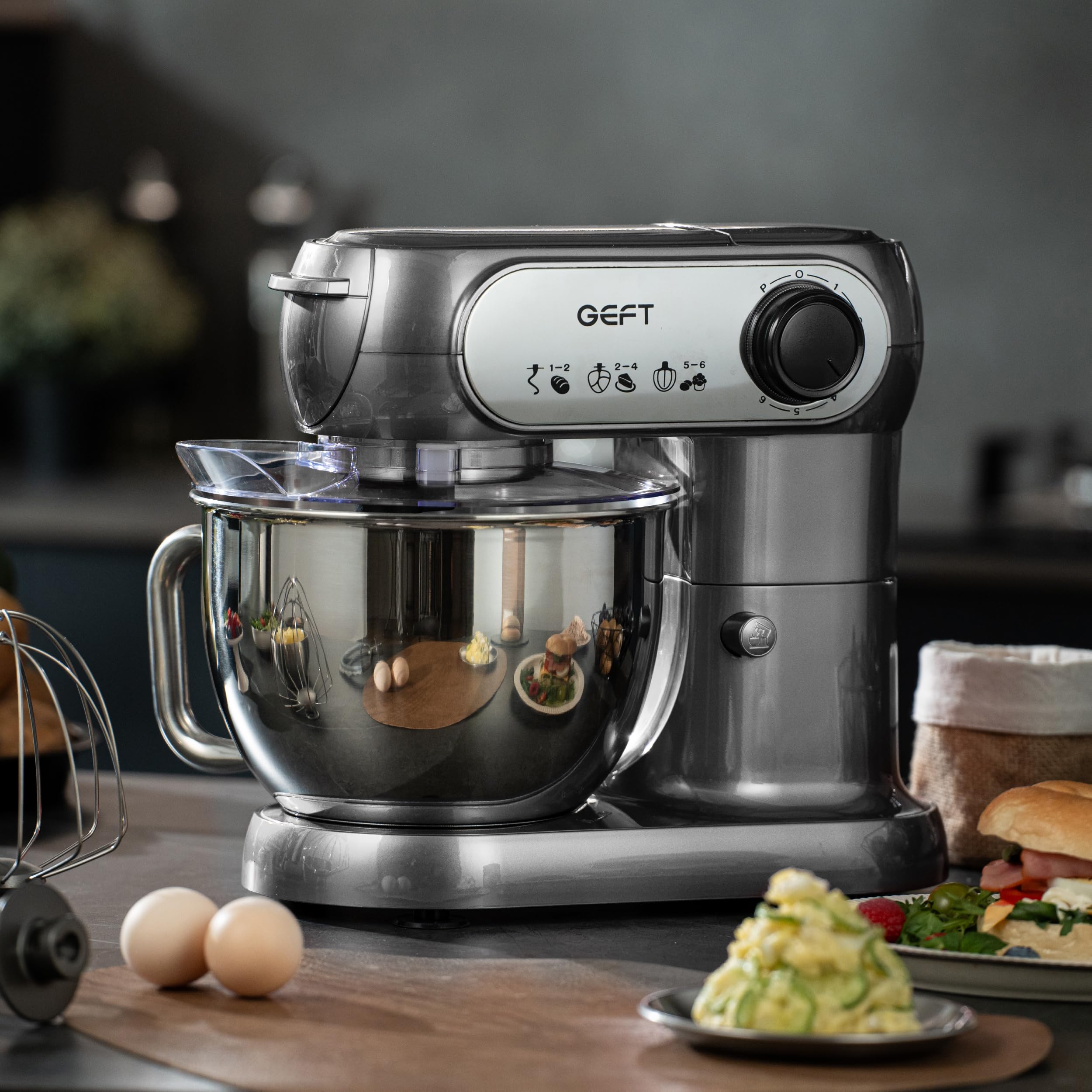 Batidora de pie, 3.5QT+6QT Mezclador eléctrico de cocina de dos cuencos, 600 W 6+P velocidad batidora de alimentos con tazón de acero inoxidable, gancho de masa apto para lavavajillas, batidor 7